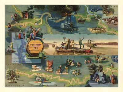 The Adventures of Huckleberry Finn by Henry, 1959: Mississippi River, St. Petersburg, Cairo, Wilks House, Grangerfords