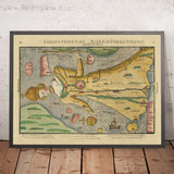 Antigua "Reina" Mapa de Europa por Bunting, 1616: Simbolismo de los Habsburgo, Alegoría Histórica 