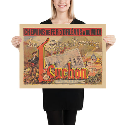 Luchon Travel Poster: La Reine des Pyrénées by Imp. Camis, 1890