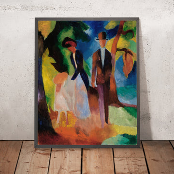 A framed image of People by the Blue Lake by August Macke, 1913