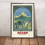 Affiche de voyage Béarn : Tourisme et Thermalisme par R. A. Drouot, 1950 