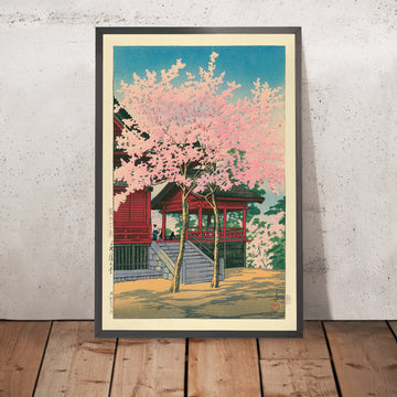 Ein gerahmtes Bild des Kiyomizu-Tempels in Ueno von Hasui Kawase, 1935