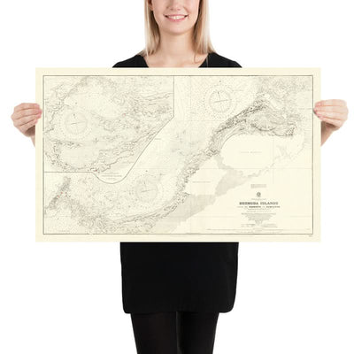 Old Bermuda Islands Nautical Chart, 1894: Hamilton, Castle Harbour, The Narrows