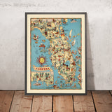 Pictorial Map of Florida by Ruth Taylor White, 1935: Everglades, Miami, Orlando, Keys, Citrus Groves