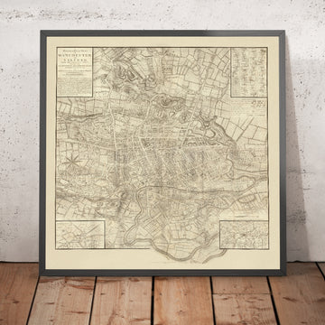 Antike Karte von Manchester von Laurent, 1793: Deansgate, Market St, Oxford Rd, Ancoats, London Rd 