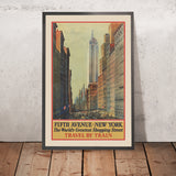 Affiche de voyage de New York City : Fifth Avenue – Voyage en train, 1932 