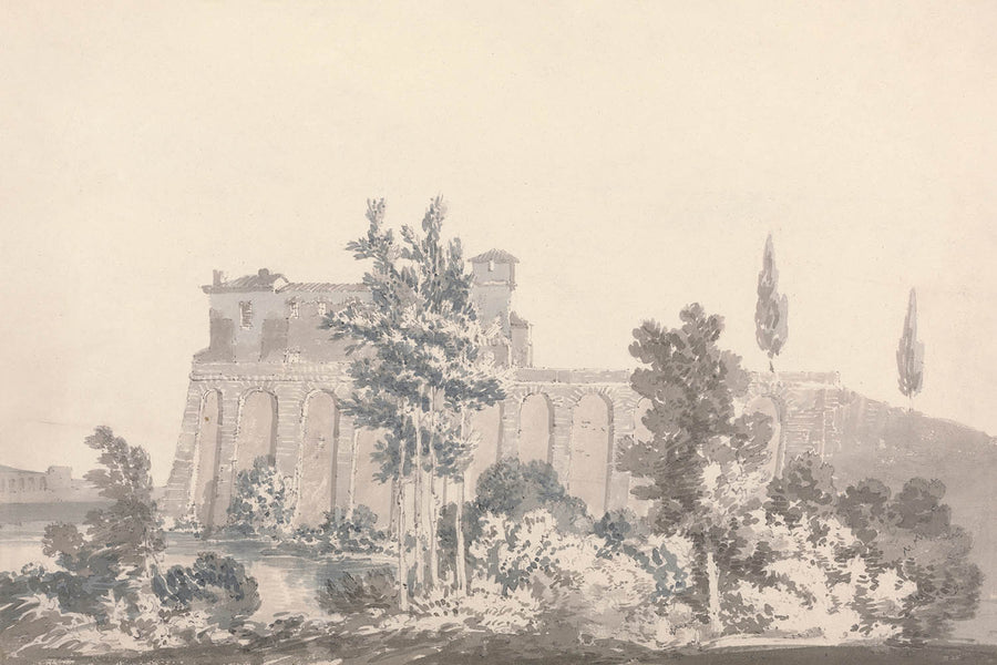 Gebäude mit Blick auf Wasser, nahe Neapel von Turner, 1796 