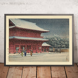 Neve al Tempio Zojoji di Tokyo di Hasui Kawase 1935 