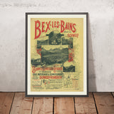 Cartel de viaje de Bex-les-Bains: Rhonethal, Suiza, 1890 
