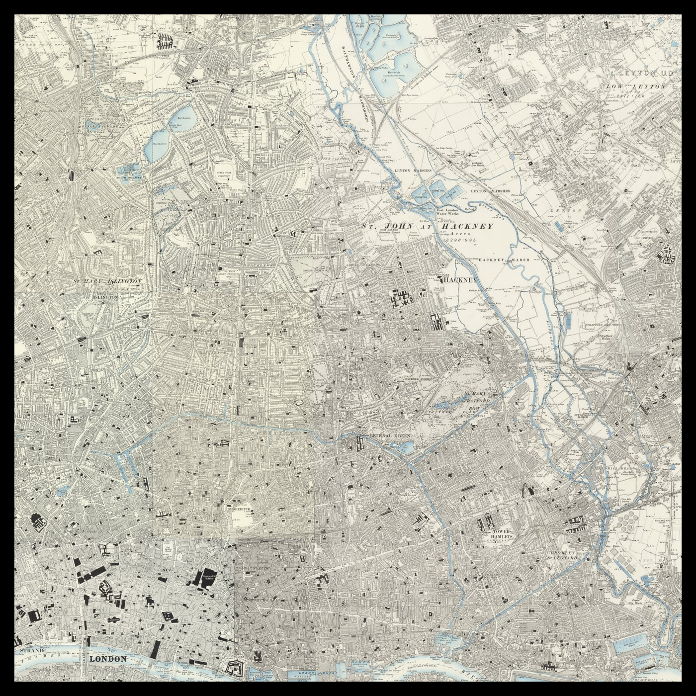 An old Ordnance Survey map of Borough of Hackney