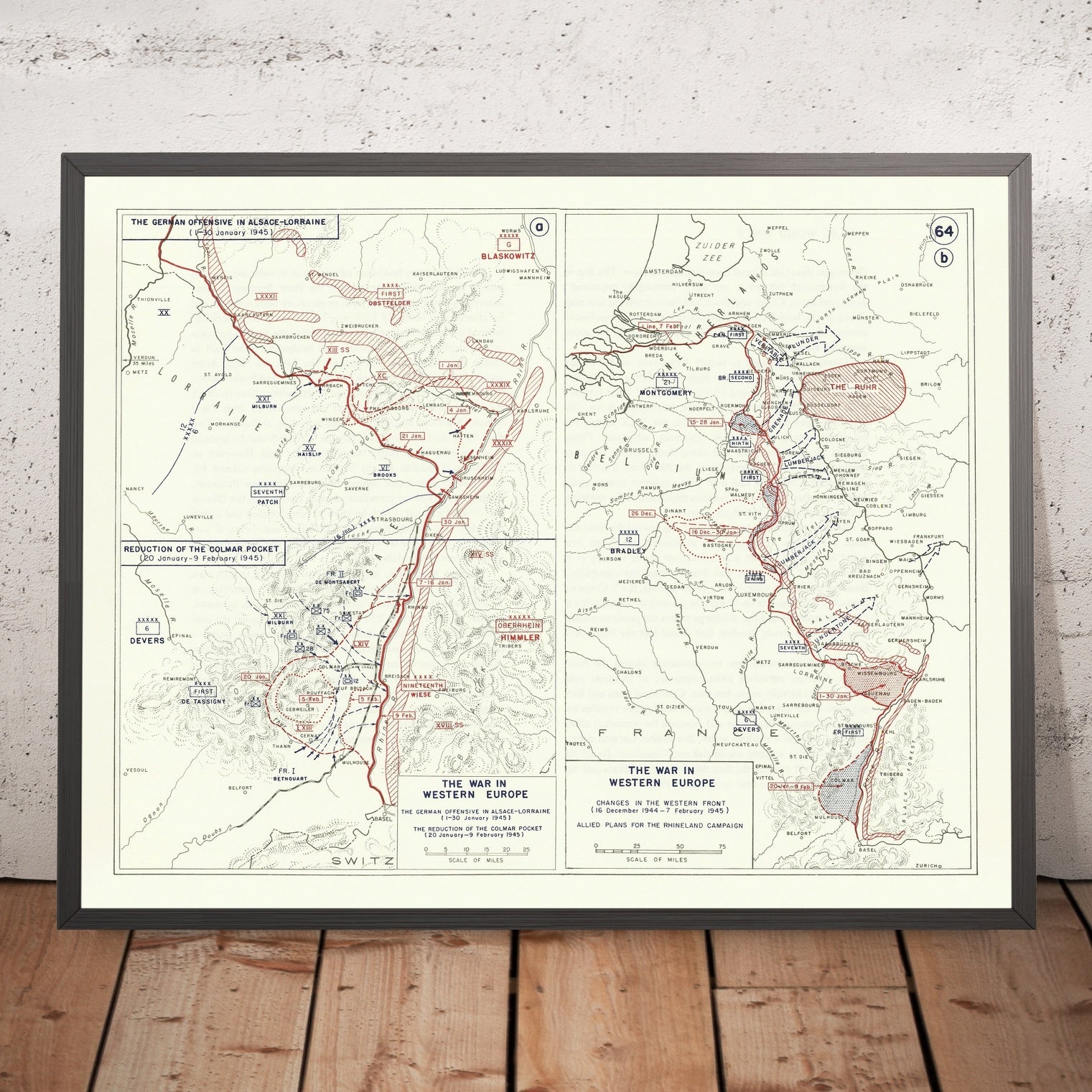 Old Military Map of WW2 Western Front by Krasnoborski, 1944: Aachen, W ...