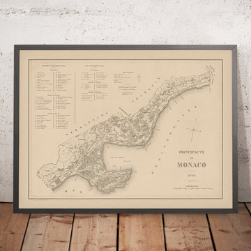 Old Map of Monaco by Gillot, 1898: Monte Carlo, La Condamine, Casino, Palais, Port