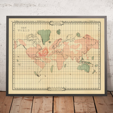 Mappa di Atlantide dopo la catastrofe 800.000 anni fa di Scott-Elliot, 1904 