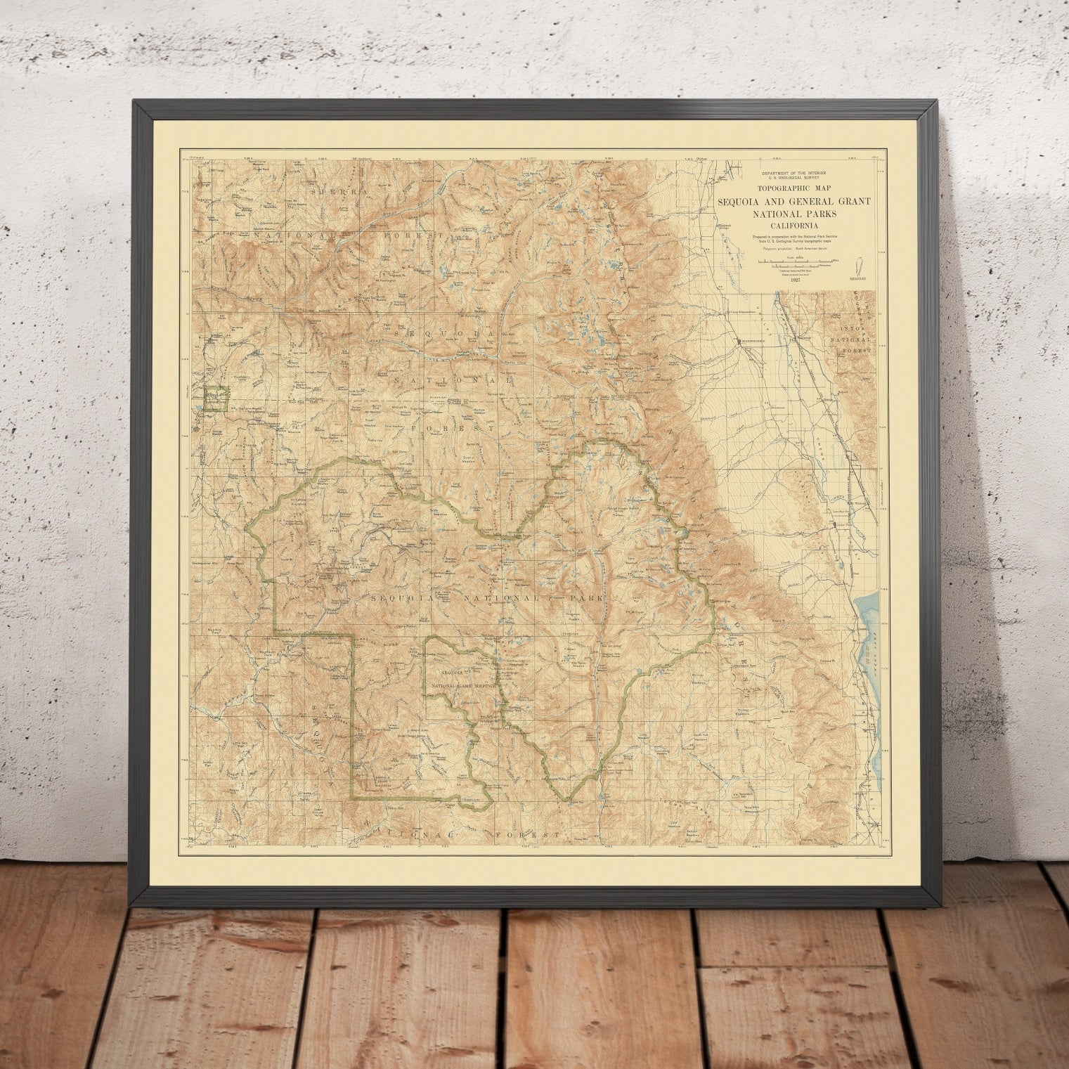 Alte topografische Karte der Sequoia- und Gen-Grant-Nationalparks, 192 ...