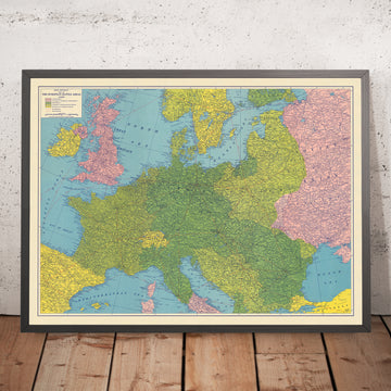 Ancienne carte militaire de l’Europe de la Seconde Guerre mondiale : Manche, mer du Nord, Berlin, Varsovie, Rome 
