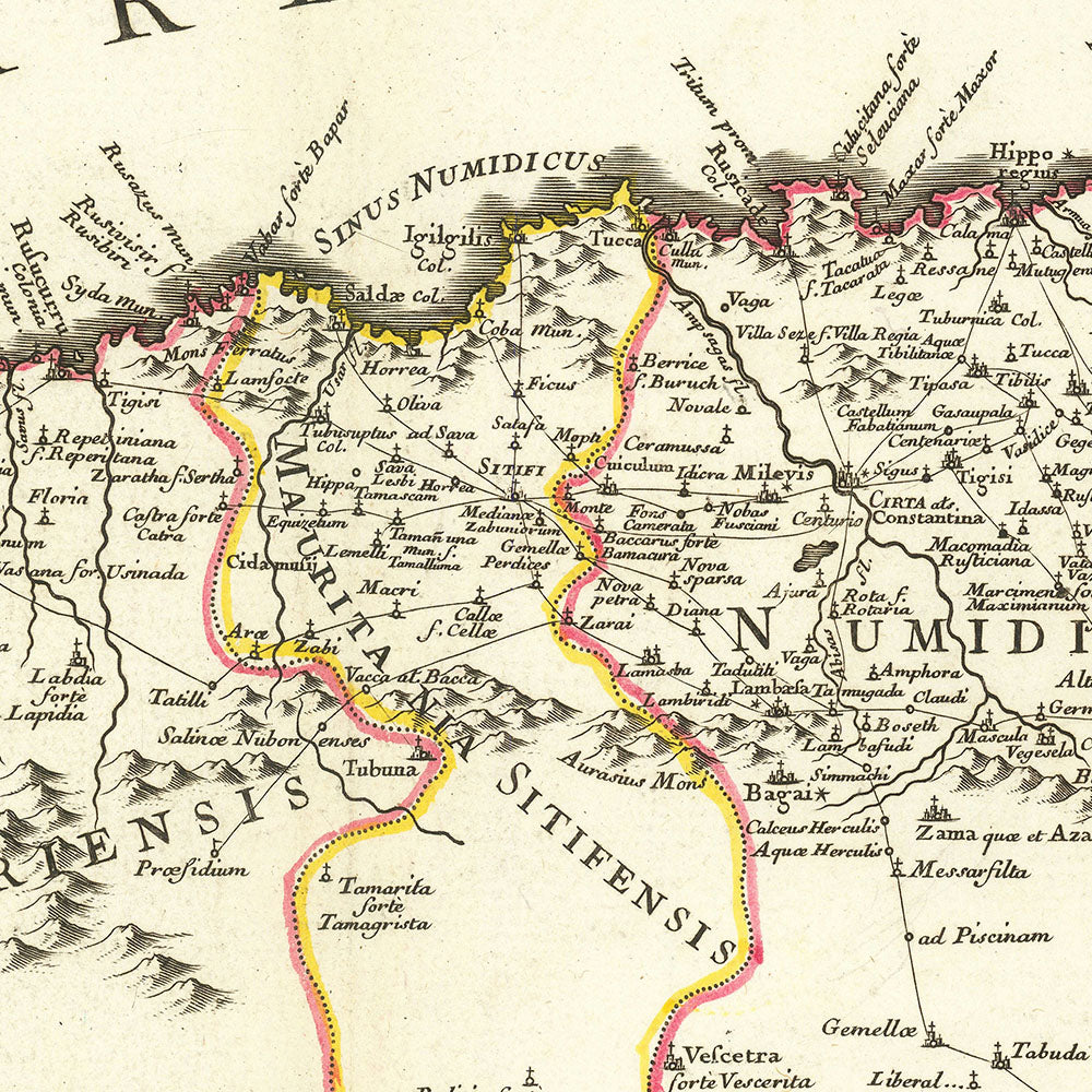 Old Map of Ancient North Africa & Europe by Buache, 1745: Trade Routes, Mediterranean, Balearics