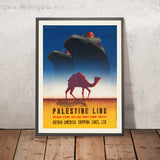 Poster di viaggio della Palestina: Palestine Line di T. Trepkowski, 1935 