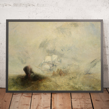A framed image of Whalers by Turner, 1845