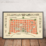 Old Map of New Orleans by Gillican, 1929: Jackson Sq, St Louis Cathedral, French Market, Bourbon St, Congo Sq