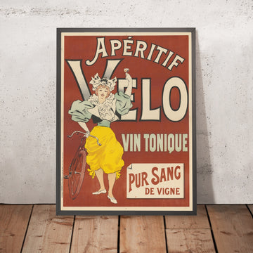 A framed image of Apéritif Vélo Vintage Wine Tonic Poster, 1895