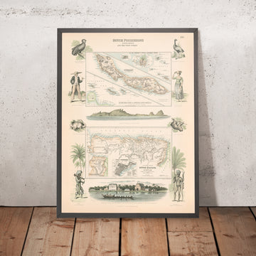 Mappa antica di Curaçao, Suriname e Isole Sottovento di Fullarton, 1865: Possedimenti coloniali olandesi 