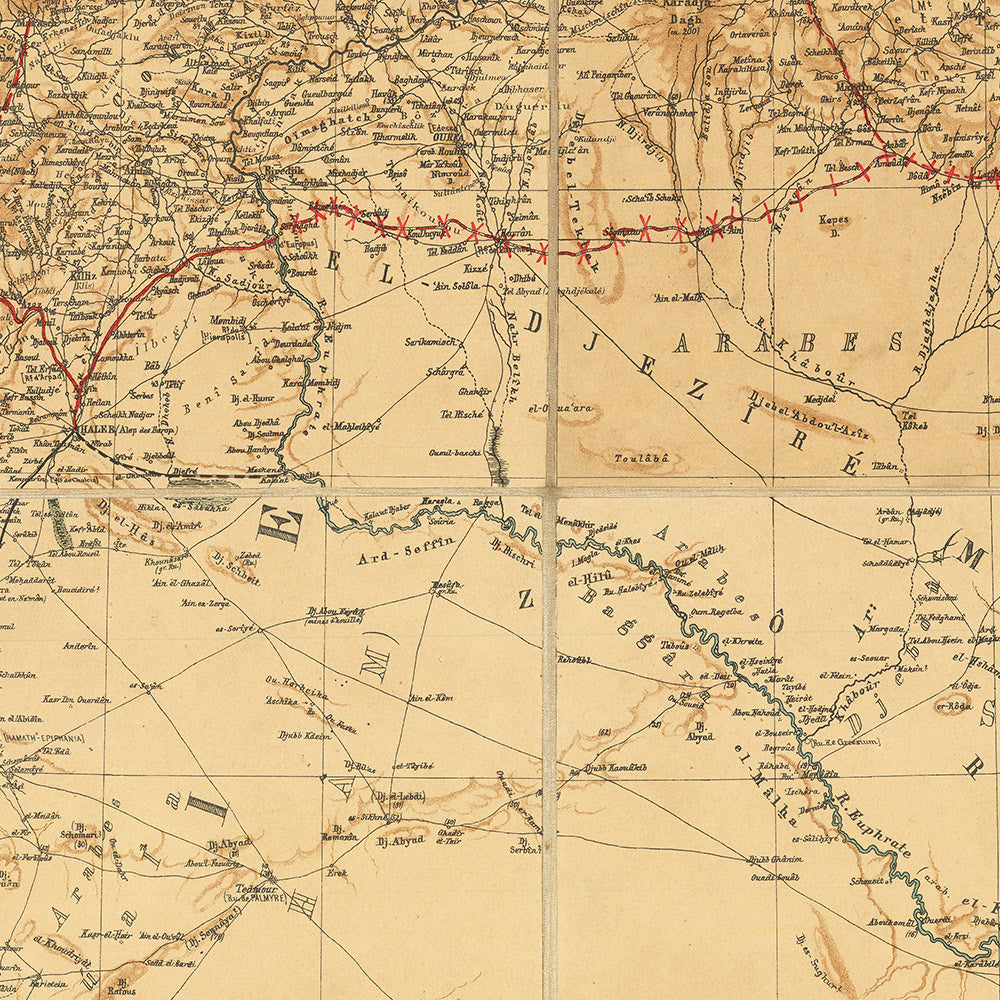 Large Ottoman Empire Map with Railroads, 1912: Istanbul, Baghdad, Hejaz & Baghdad Railway, WW1