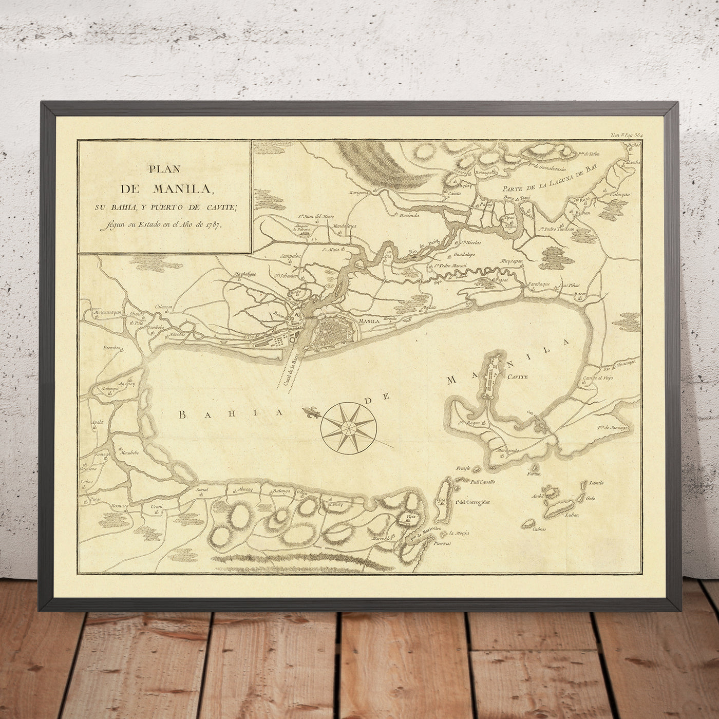 Old Map of the Bay of Manila by Gongora, 1790: Cavite, Laguna de Bay