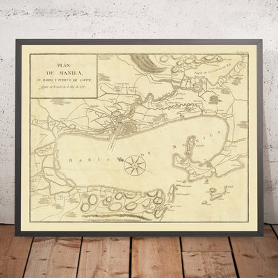 Old Map of the Bay of Manila by Gongora, 1790: Cavite, Laguna de Bay
