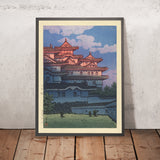 Sonnenuntergang am Shirasagi Schloss von Hasui Kawase, 1935 