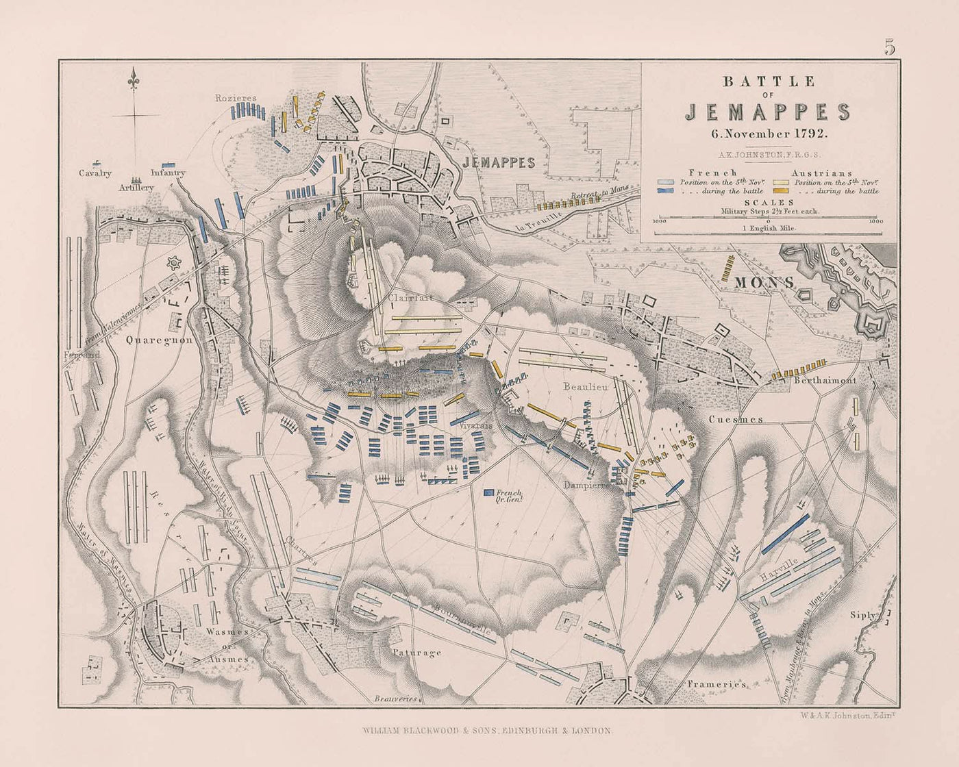 Schlacht von Jemappes, 6. November 1792 von AK Johnston, 1792