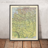 Old Map of Western Russia & Eastern Europe, c. 1914–24: Moscow, Petrograd, Kiev, Warsaw, Baltics, Black Sea