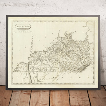 Antigua Mapa de Kentucky por Arrowsmith, 1804: Ríos Ohio y Misisipi, Cumberland Gap, Lexington, Louisville 