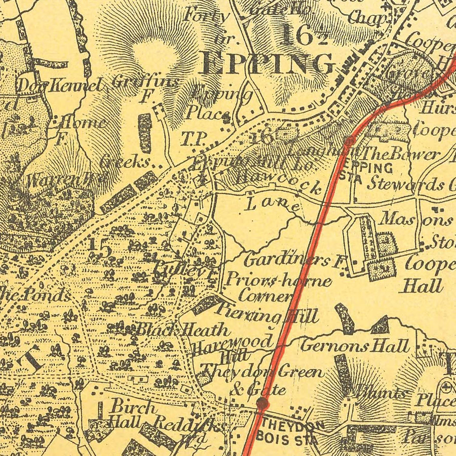 Vecchia mappa vittoriana di Londra, 1890: altamente dettagliata, confini di contea, ridotta dall&