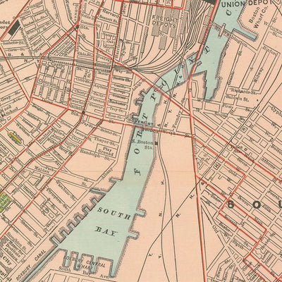 Old Map of Boston, 1912: Boston Harbor, South Boston, Roxbury, Boston Common, Public Garden