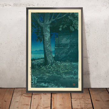 Ein gerahmtes Bild der Hachirogata-Lagune in Akita von Hasui Kawase, 1935