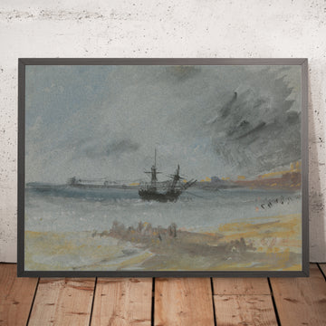 A framed image of Ship Aground Brighton by Turner, 1830