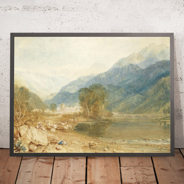 A framed image of A View From The Castle Of St. Michael, Bonneville, Savoy, From The Banks Of The Arve River by Turner, 1800