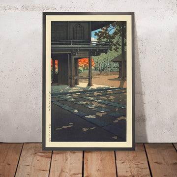 A framed image of Heirin-ji Temple at Nobidome by Hasui Kawase, 1952