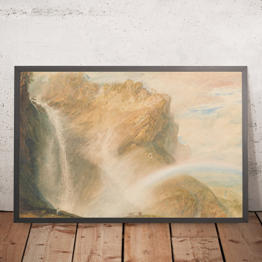 A framed image of Upper Fall of the Reichenbach: Rainbow by Turner, 1810 (also known as Upper Fall of the Reichenbach: Rainbow)