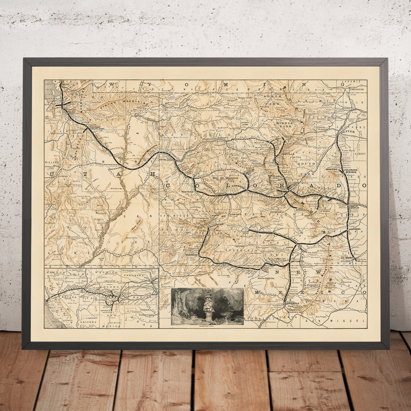 Old Railroad Map of Denver & Rio Grande Railroad System, 1882: Denver, Pueblo, Leadville, San Miguel County, Utah
