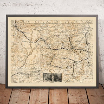 Old Railroad Map of Denver & Rio Grande Railroad System, 1882: Denver, Pueblo, Leadville, San Miguel County, Utah