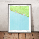 Old Map of Seaside, Florida by USGS, 1970 – Grayton Beach, Watercolor & Gulf of Mexico