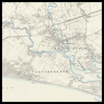 Eine alte Ordnance Survey-Karte von Christchurch