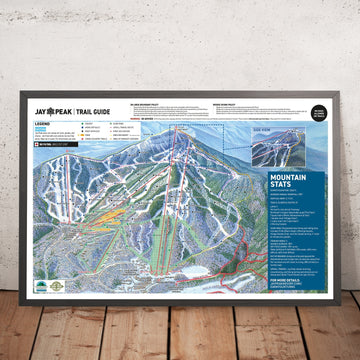 A framed image of Jay Peak Vermont, USA in the style of a simple and modern golf course map