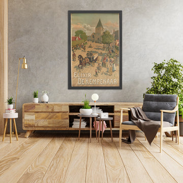 A framed image of Elixir De Kempenaar Vintage Advertising Poster by Amedée Lynen, 1910