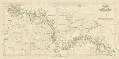 Mapa antiguo de la ruta africana del Dr. Livingstone, realizado por Arrowsmith en 1857: Linyanti, Quelimane, cataratas Victoria, Zambezi y Kalahari