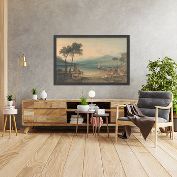 A framed image of Lake Geneva and Mount Blanc by Turner, 1802