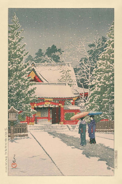 Snow at Hie Shrine (New Years Day) by Hasui Kawase, 1935