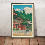 Der große rote Tempel von Hasui Kawase, 1935 