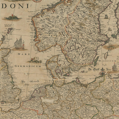 Massive Old Map of Europe by Visscher, 1677: Triple Alliance, Capital City Views